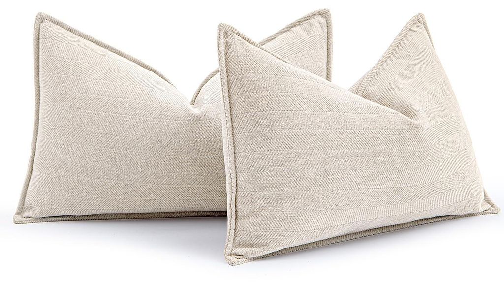 Set mit 2 Kissenbezügen, 40 x 60 cm, cremefarbener Chenille, Sofakissen, Dekokissen, elegantes Design für Sofa, Sessel, Wohnzimmer