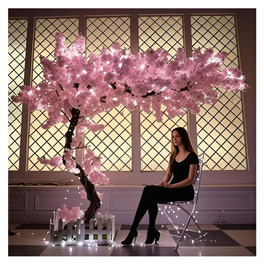 Cerisier artificiel rose lumineux LED 160 cm design zen haute qualité