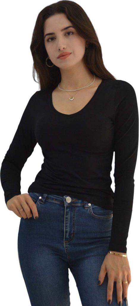 Body lang arm T shirt Damen Royyen K-201 Baumwolle V Produktbild 