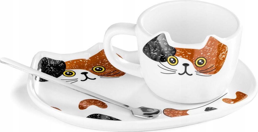 Katzentasse mit Untertasse und Rührer - Set für Produktbild 