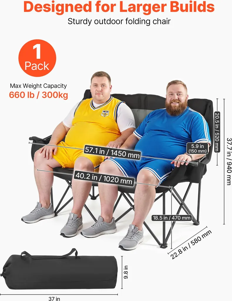 Chaise camping double pliable 300kg : la solution confort sans peine - 2