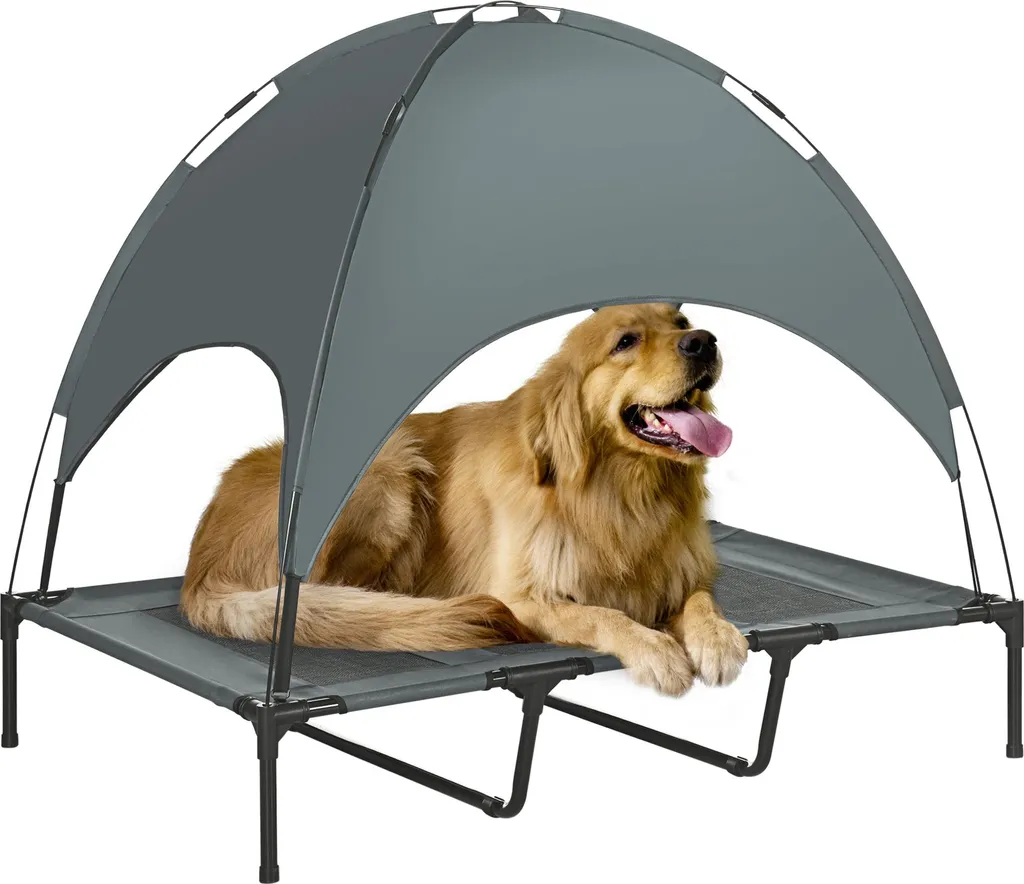 Lit de Camp Chien Respirant avec Cadre Métal et Sac de Transport Inclus