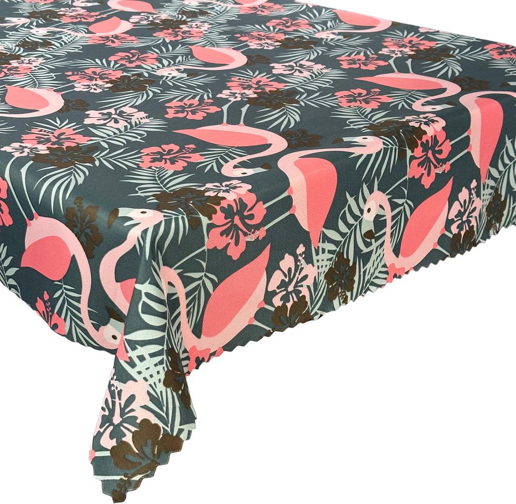 Wasserdichte Polyester Gartentischdecke Flamingos R: 110x220 cm