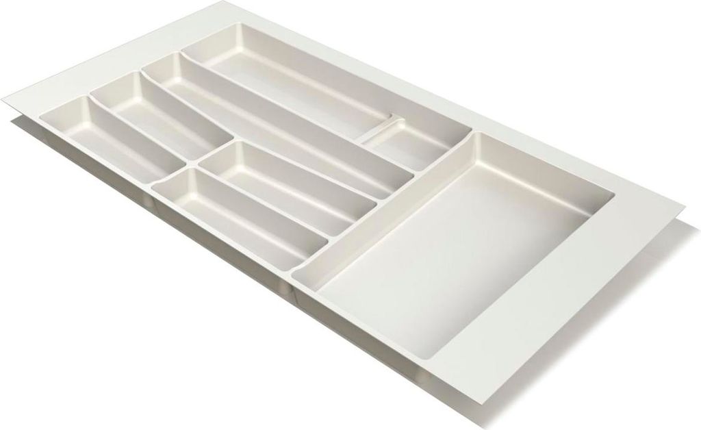 Volpato Besteckeinsatz - moderner Besteckkasten ideal als Besteck Organizer für KB 900mm, Kunststoff in Weiß