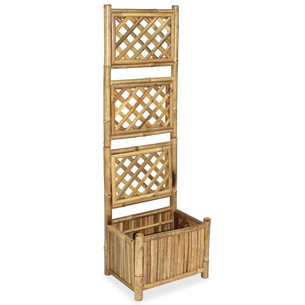 vidaXL Bac à plantes avec treillis en bambou naturel - Carré de 40 cm