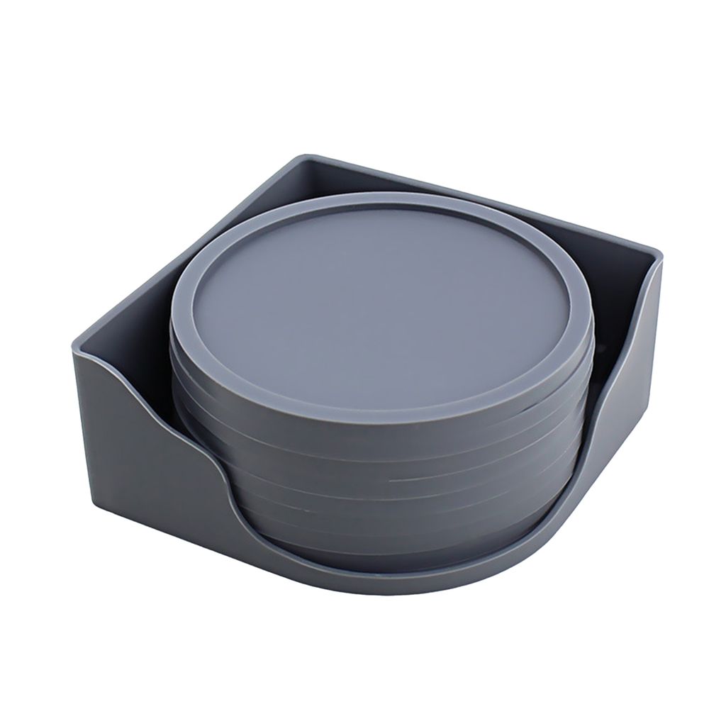 1 Set Cup Coaster Runde Form Rilled Design Dicked Spülmaschine Safe leicht zu reinigen Anti-Scald Silikon Hochtemperaturresistent Kaffee Coaster B...