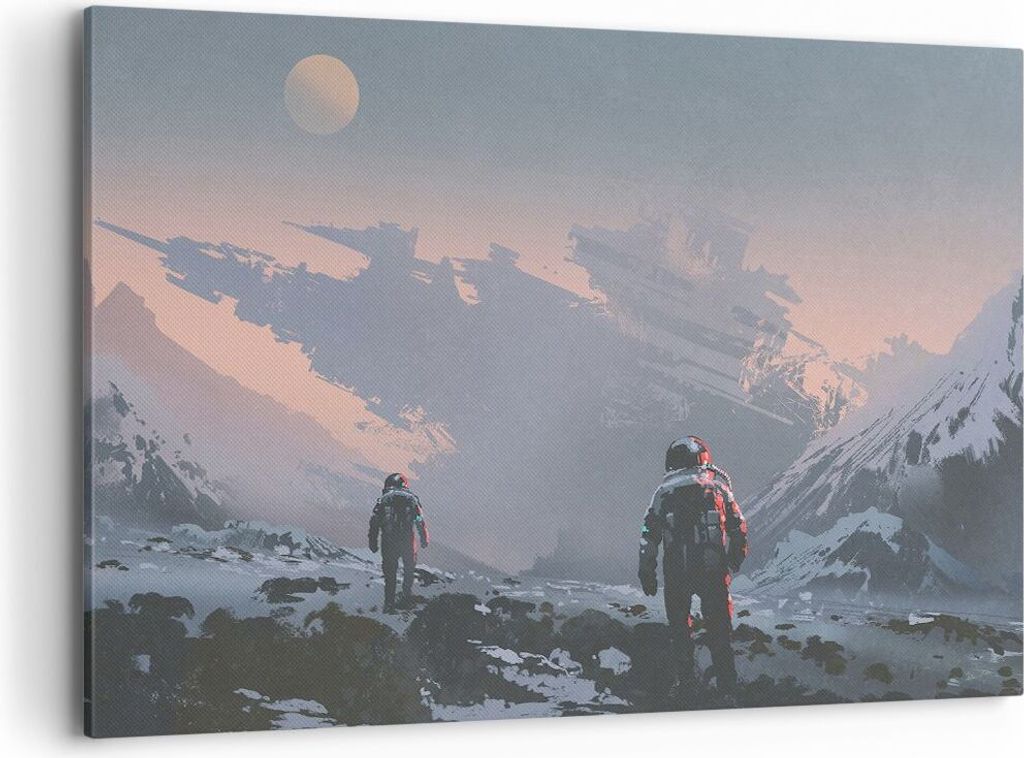 Bild auf Leinwand - Leinwandbild - Kosmos Planet - 120x80cm - Wand Bild - Wanddeko - Wandbilder - Leinwanddruck - Bilder - Kunstdruck - Wanddekorat...