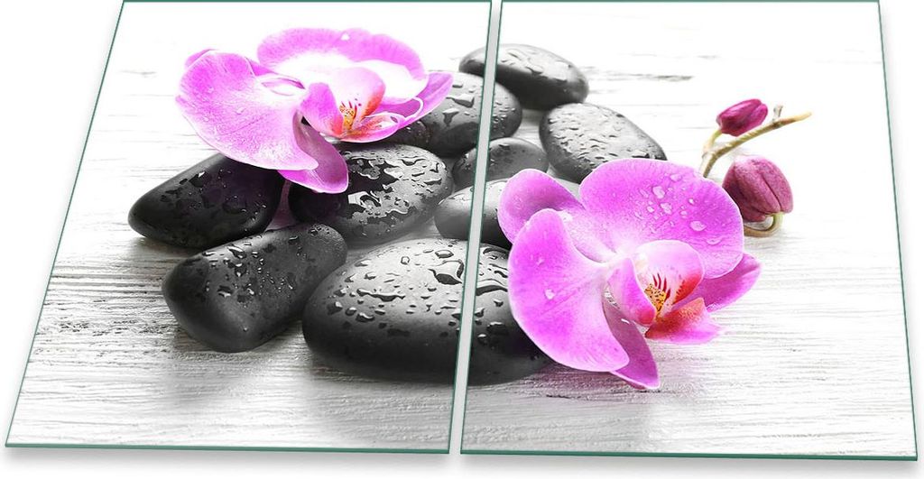Herdabdeckplatte Glaskeramik 2-Teilig 2x40x52 Blumen Pink Abdeckung Spritzschutz Glas