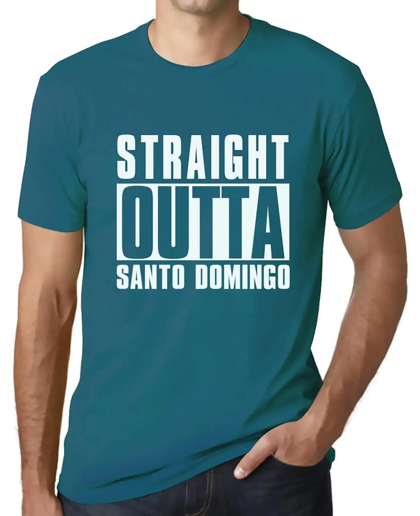 Herren Grafik T-Shirt Straight Outta Santo Domingo Öko-Verantwortlich Vintage Jahrgang Kurzarm Lustige Druck Geburtstag Geschenk Mann