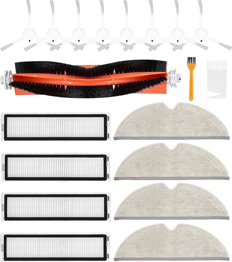 13-teilige Zubehör-Set für Dreame D9, D9 Max, D9 Pro, L10 Pro Staubsauger, 1 Hauptbürsten, 4 Seitenbürsten, 4 Filter, 4 Wischtücher, 2 Reinigu...