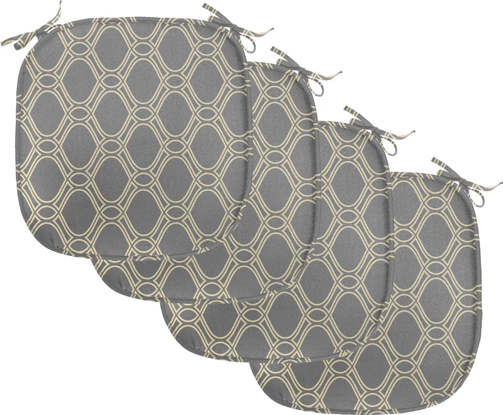 ABAKUHAUS Imbottitura geometrica per sedie da sala da pranzo, forme ovali a strisce, cuscino decorativo impermeabile con cinturini per sedie da cucina, 40 cm x 40 cm, confezione da 4, beige e tortora