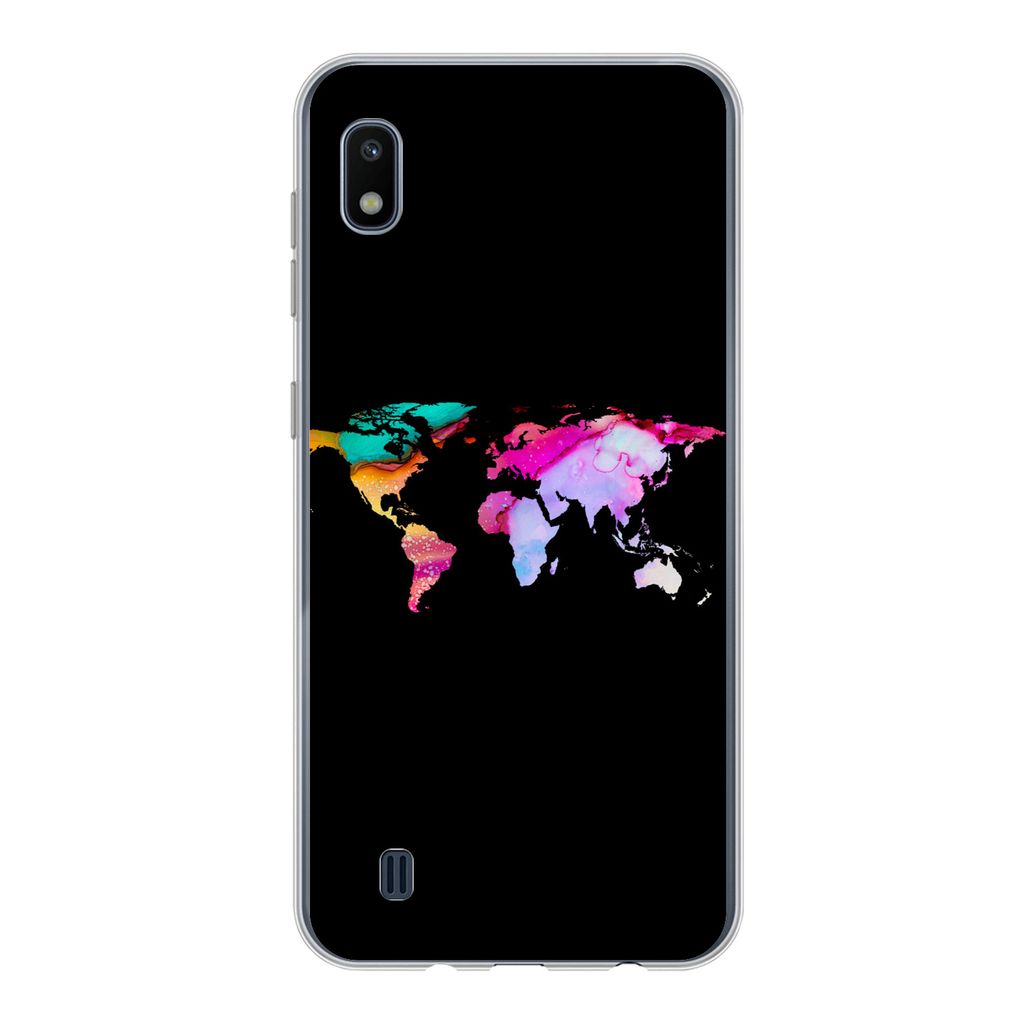 MuchoWow Handyhülle Schutzhülle Hülle für Samsung Galaxy A10 Weltkarte - Farbe - Aquarell Silikon Softcase Handy Hülle - Schutzhülle