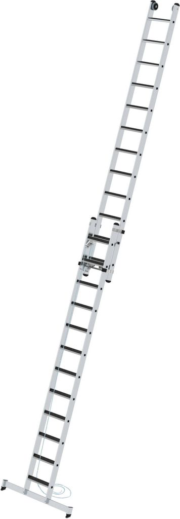 Stufen-Seilzugleiter 2-teilig mit nivello Traverse und clip-step R13 2x12 Stufen