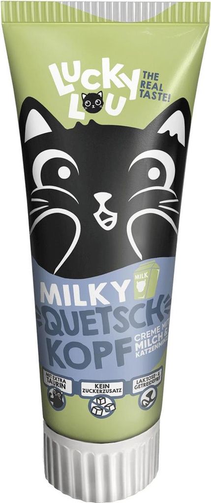 Lucky Lou QUETSCHKÖPFE – Cremiger Katzensnack, getreidefrei & zuckerfrei, vitaminreiche Katzenleckerlis in wiederverschließbarer Tube 100g Schl...