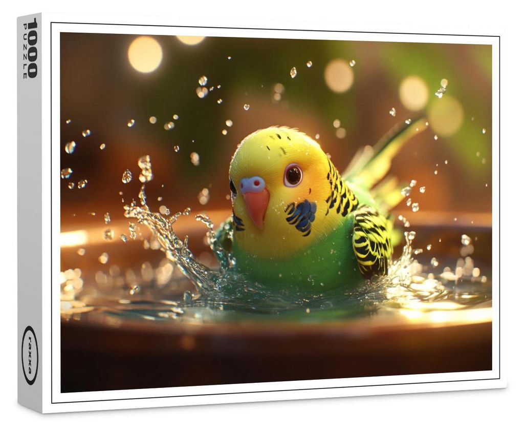 raxxa Premium-Puzzle "Wellensittich im Bad", 1000 Teile