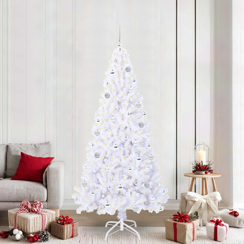 "Schlussverkauf" Künstlicher Weihnachtsbaum(1 pc) - Kunstbaum/Tannenbaum - Weiß 210 cm PVC und Stahl C8106
