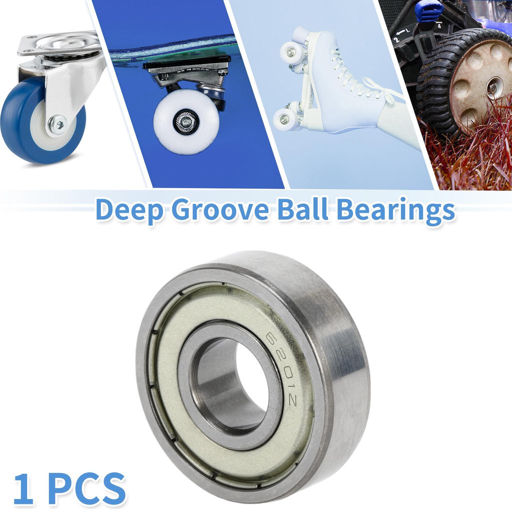 6201ZZ Rillenkugellager P6 12x32x10mm Geschmierte Lager Doppel-Metall-Dichtung Silberton Roller Skateboard Rad