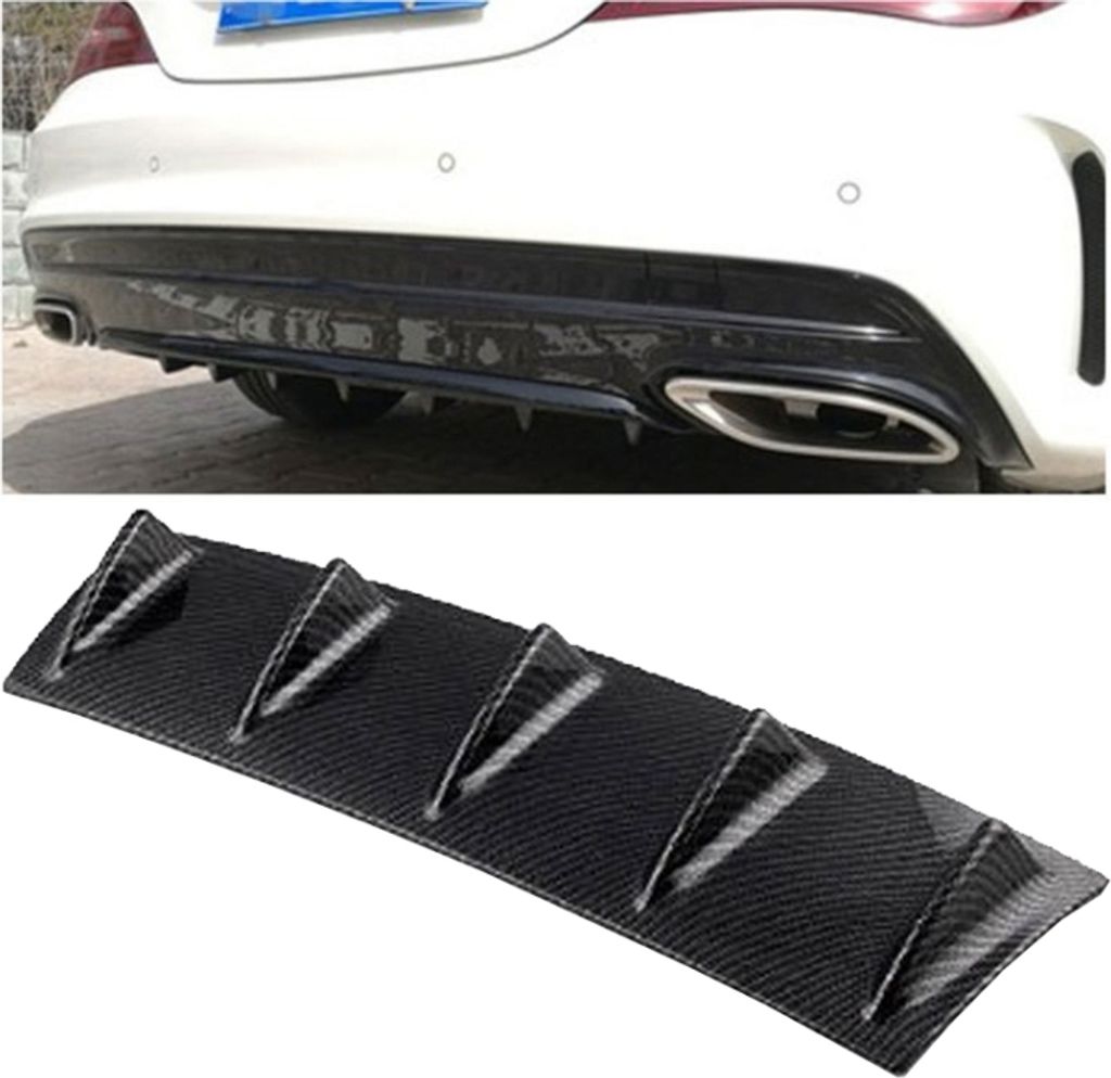Universal Auto hinten Stoßdämpfer Lip Diffusor 5 Shark Fin Style Carbon Fiber ABS, Größe: 60.0x18.0x5.0cm