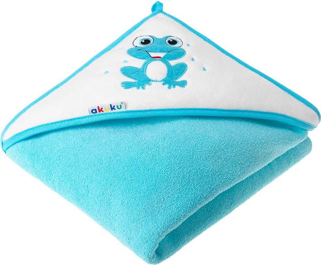 Asciugamano per bambini 100x100 Akuku turchese con rana Immagine del prodotto 