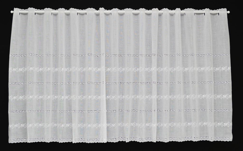 Gardinen Kranzusch Scheibengardine Batist Stickerei 57x63 cm H/B Weiß Bistrogardine Vorhang Küche 1er Pack