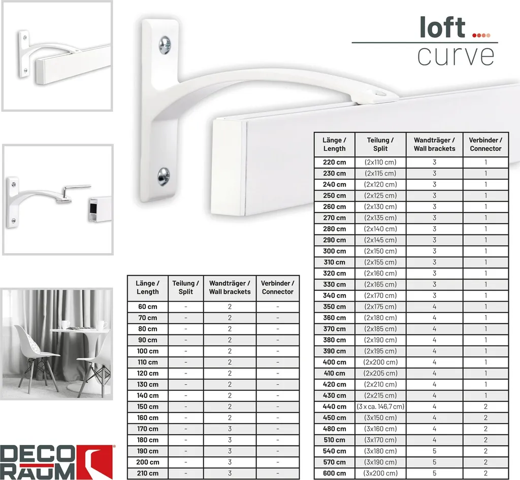 Sistema Scorritenda 600cm Serie Curve Bianco - Minimalismo su Misura - 3