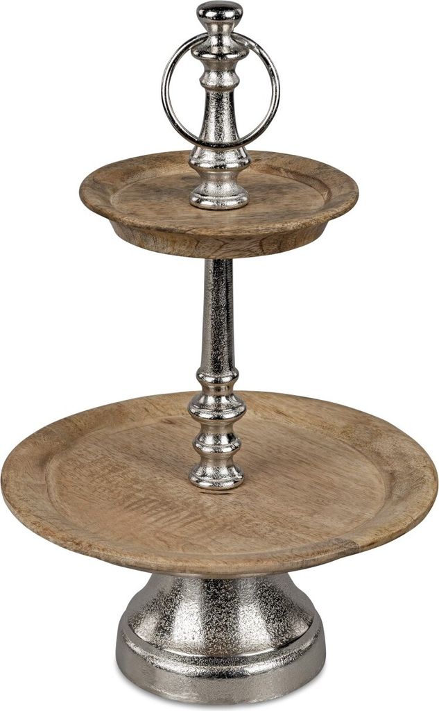 Deko Etagere 2 Stöckig H. 38cm silber braun Kaufland.de