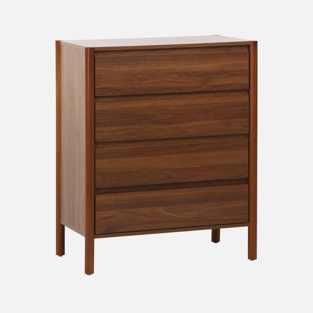 sweeek - Kommode Holzdekor 4 Schubladen - Nussbaumfarben