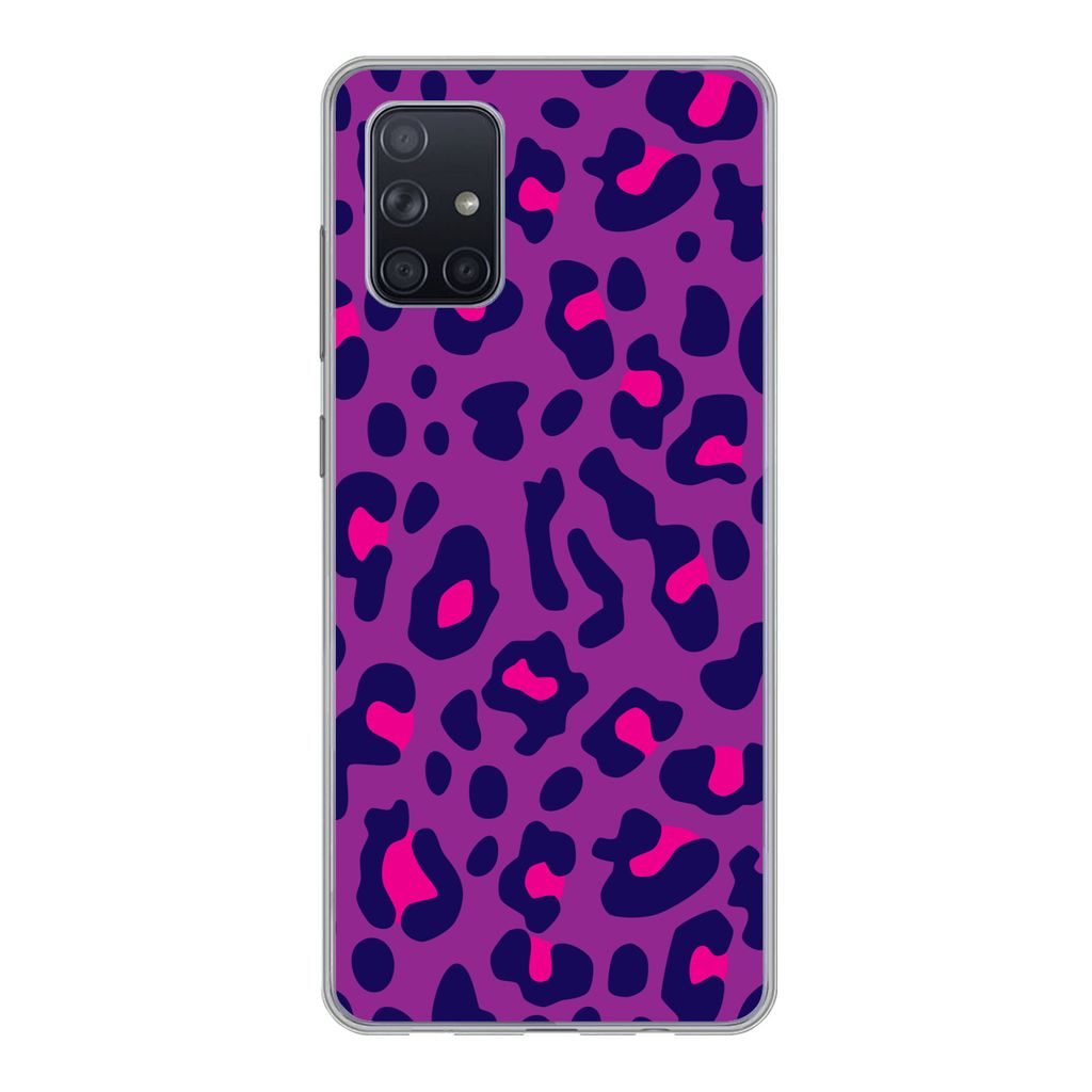 MuchoWow Handyhülle Schutzhülle Hülle für Samsung Galaxy A51 5G Pantherdruck - Lila - Rosa Silikon Softcase Handy Hülle - Abbildung