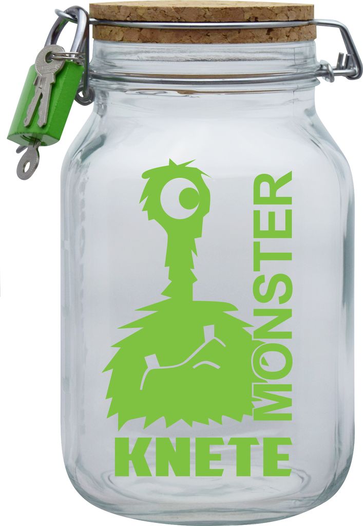 Spardose Geld Geschenk Ideen Monster Knete Transparent Grün Größe XL 2 Liter