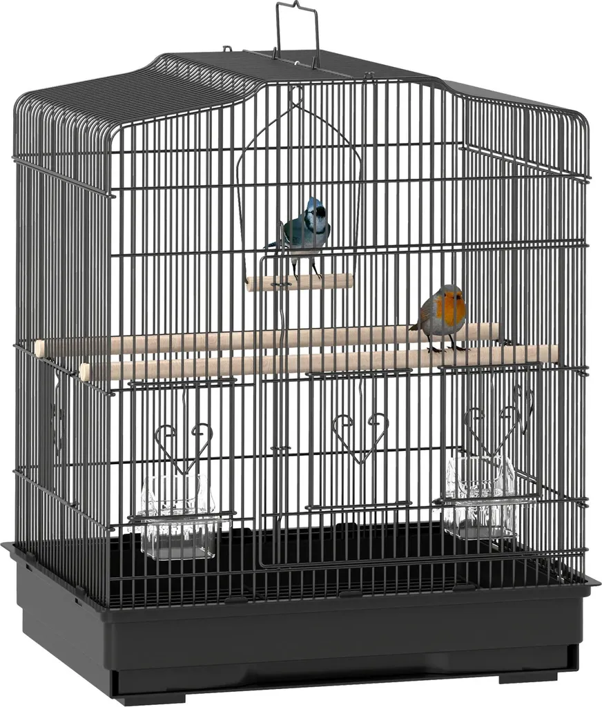 Grande cage à oiseaux design pour canaris et perruches - Noir mat