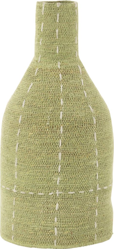 J-Line Vase Flasche Gepunktete Linien Seegras Grün/Weiß