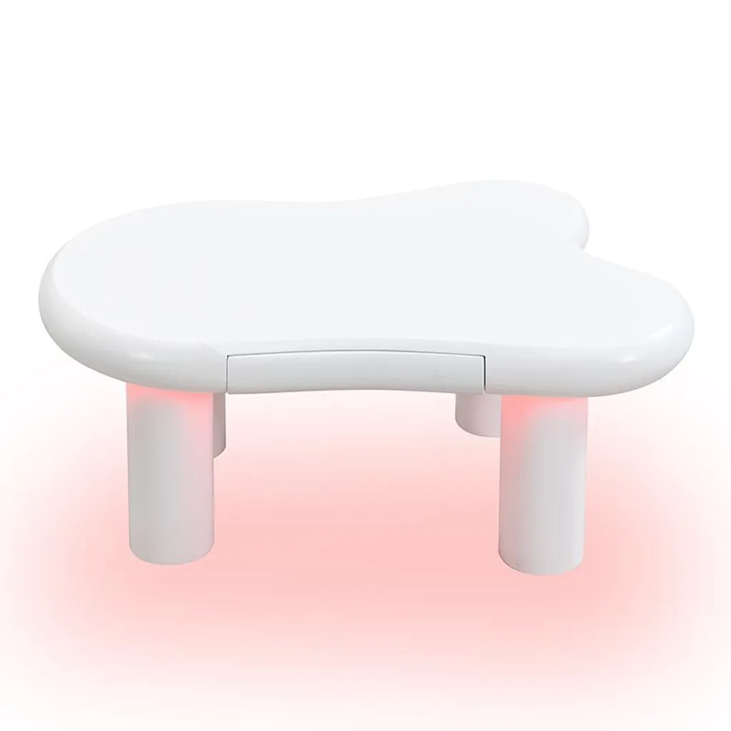 Table basse blanche forme nuage : rangement discret et ambiance LED - 7