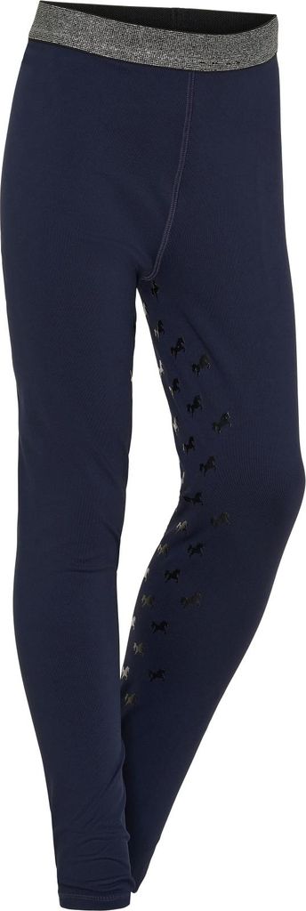 Equipage Kinder Reitleggings Maggie navy mit Silber Glitzer Bund , Größe:128