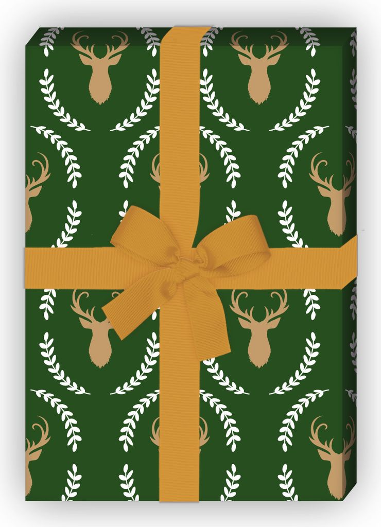 Elegantes Hirsch Geschenkpapier mit Hirsch Silhouette im Produktbild 