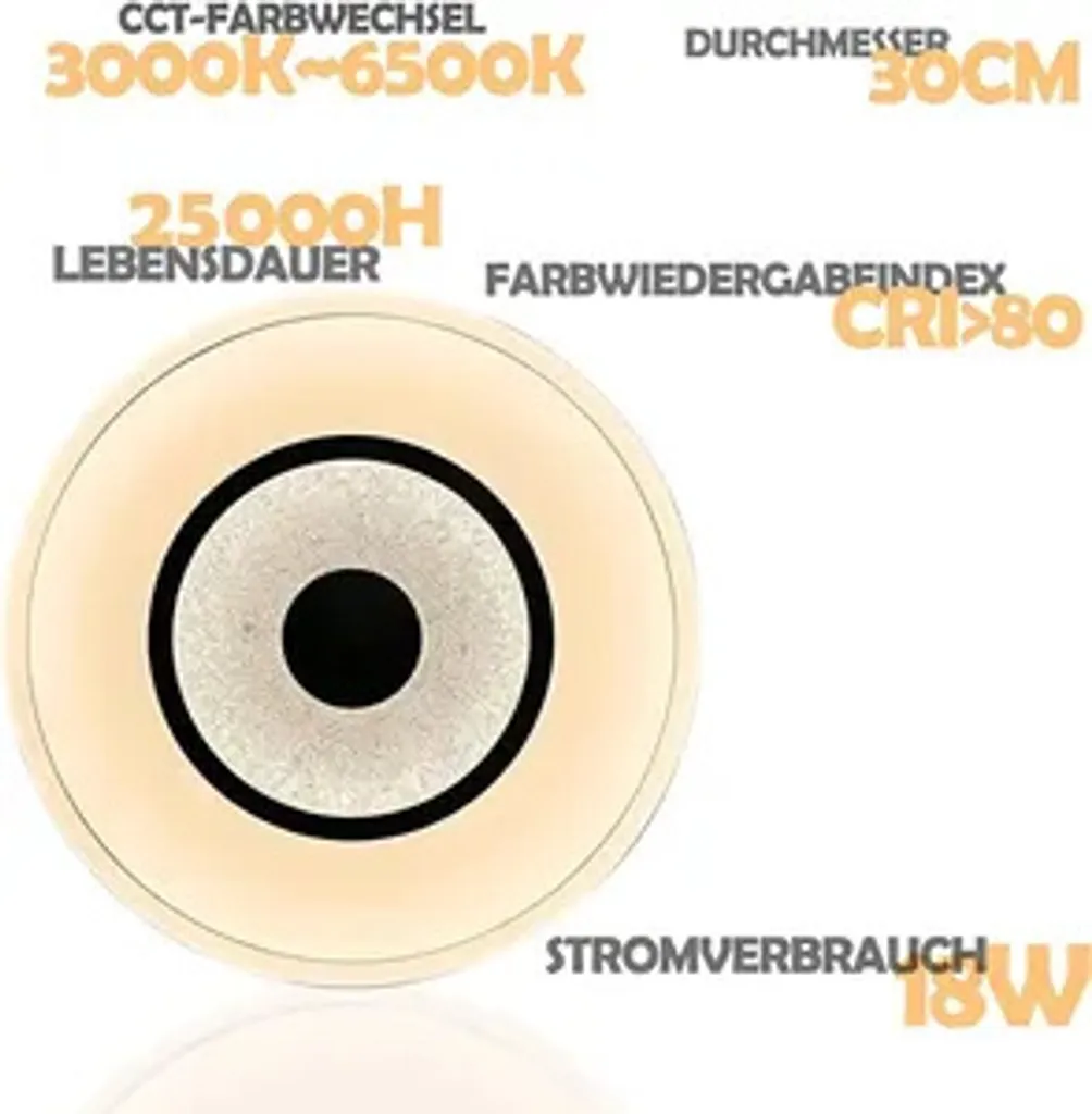 Plafonnier LED Dimmable 18W avec Commande à Distance et Design Moderne - 3