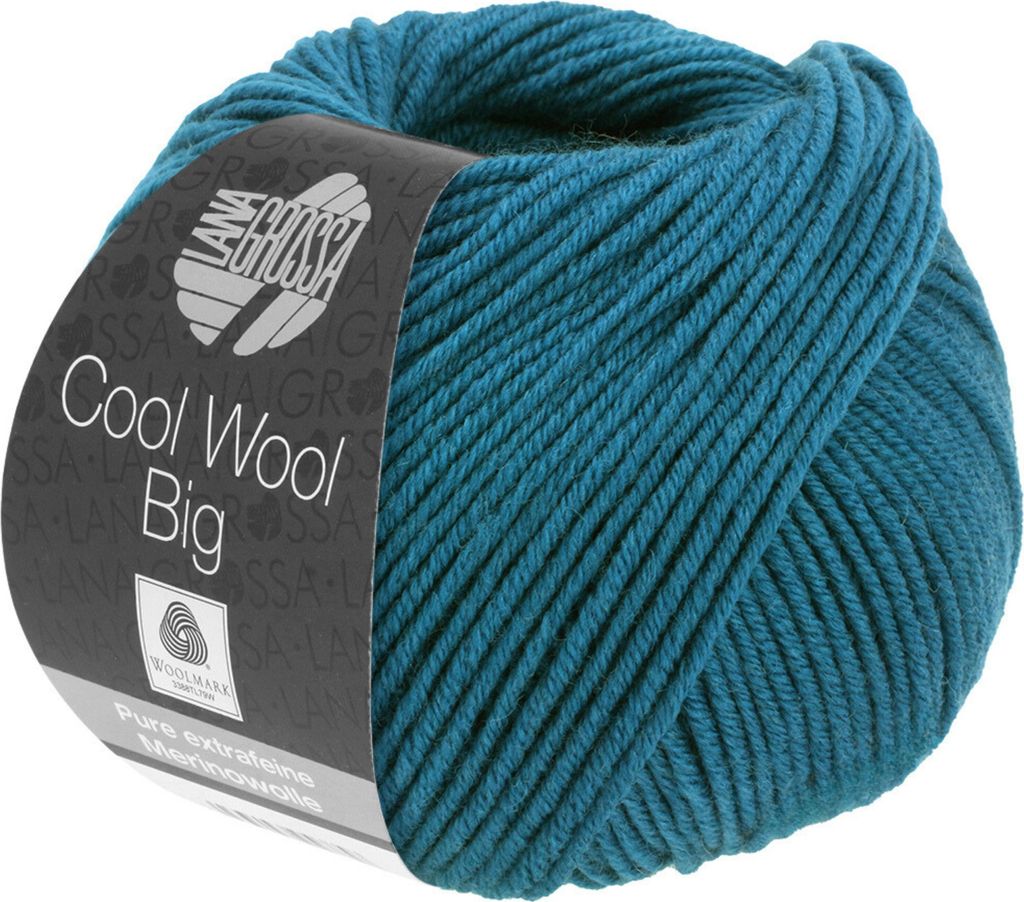 A ball of teal yarn on a white background.