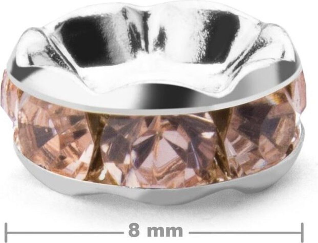 Strass rund 8mm Silber Light Rose - 4 Stück