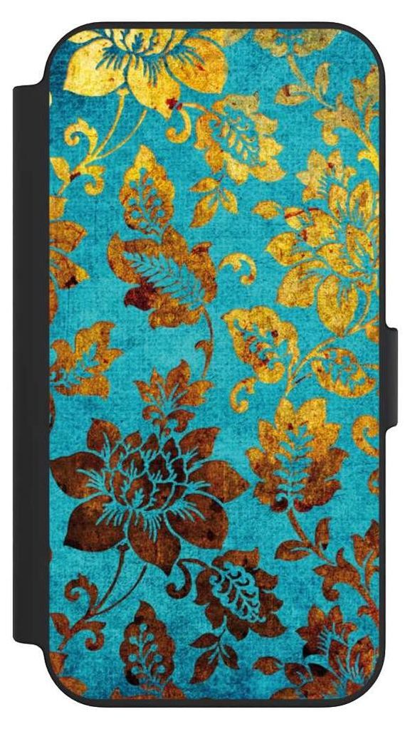 NIVOCASE Klapphülle für Apple iPhone 13 Handyhülle aus Kunst Leder NIVOflip schwarz Blumen Ornamente Vintage