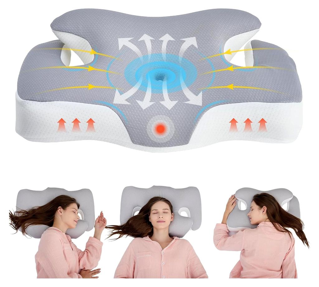 Nackenkissen Memory Foam: 60 x 40 cm Orthopädisches Kopfkissen mit abnehmbarem Bezug - Ergonomisches Kissen für Rücken-, Seiten- und Bauchschläfer