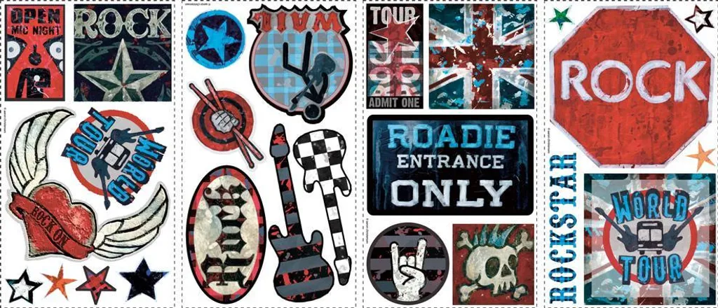Décoration murale Rock 'n Roll pour garçons - Stickers amovibles DIY