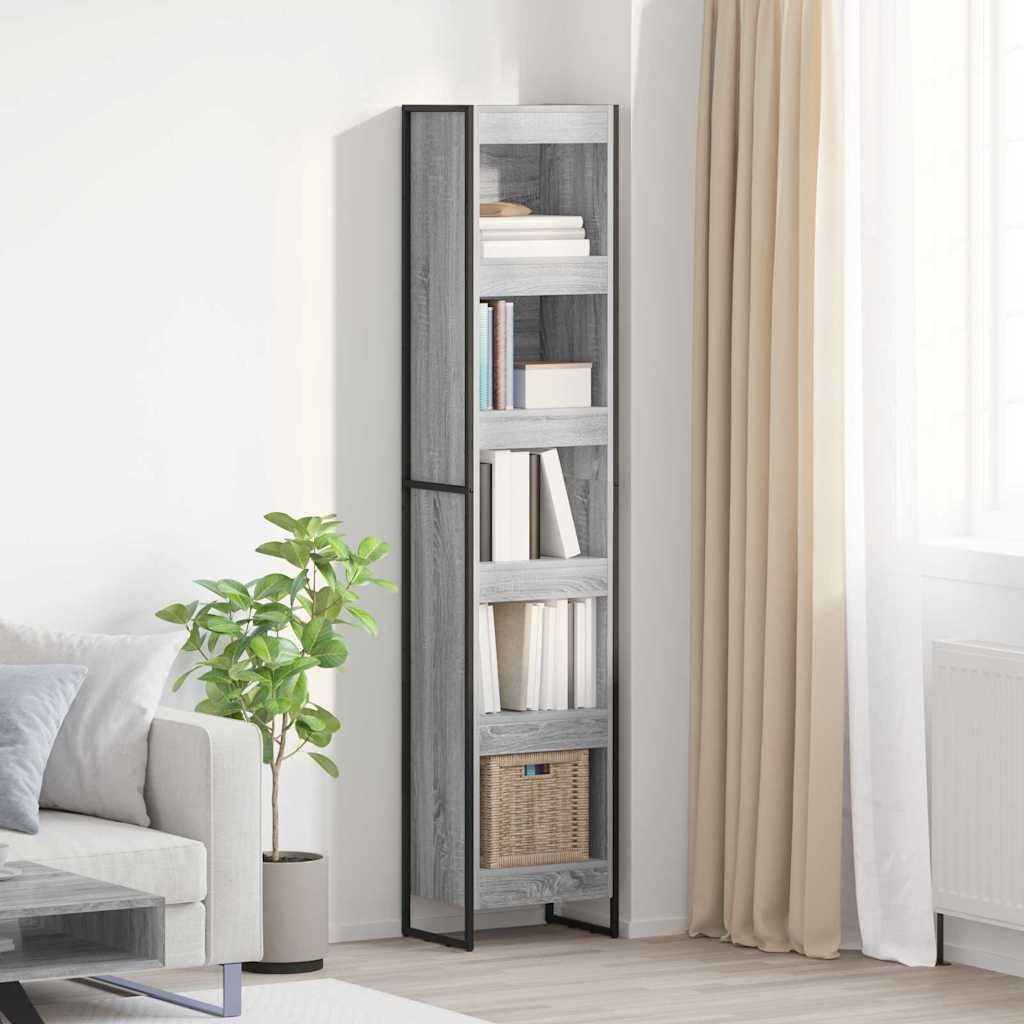 "Schlussverkauf" Bücherregal rechteckig - 1 pc - Büroregal mit Stauraum - Graues Sonoma 80x30x155 cm Holzwerkstoff C12422