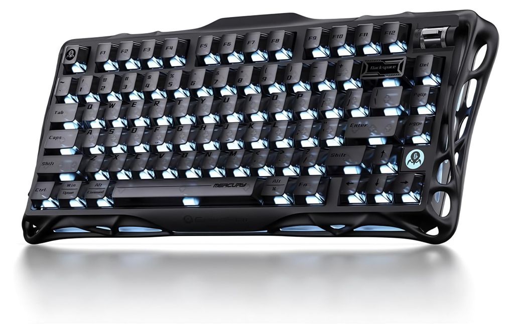 GravaStar Mercury K1 Mechanische Tastatur mit Aluminiumrahmen, 75% Wireless Gaming QWERTY US, PBT-Tastenkappen, 8000mAh