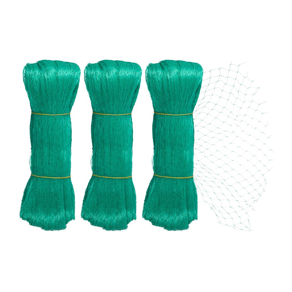 Relaxdays Vogelnetz, 3er Set, 10 x 4 m, engmaschiges Netz, 20x20 mm, Obstbaumnetz zur Vogelabwehr, Vogelschutznetz, grün