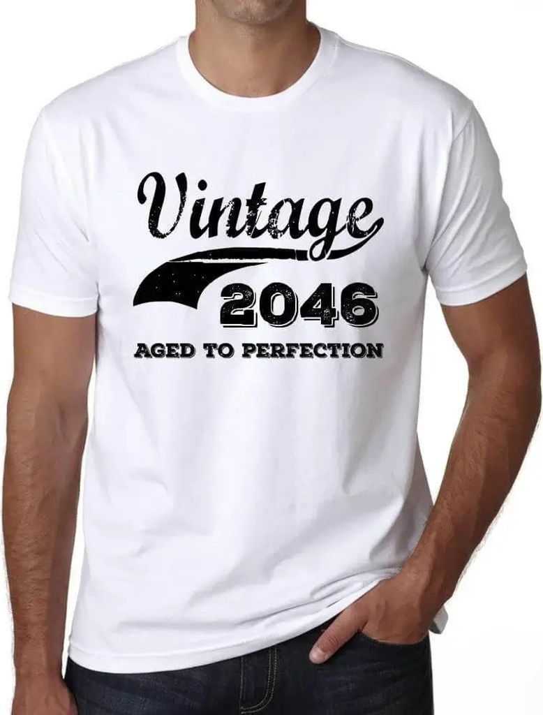 Herren Grafik T-Shirt Bis zur Perfektion gereift 2046 – Aged to Perfection 2046 – Öko-Verantwortlich Vintage Jahrgang Kurzarm Lustige Druck Ge...