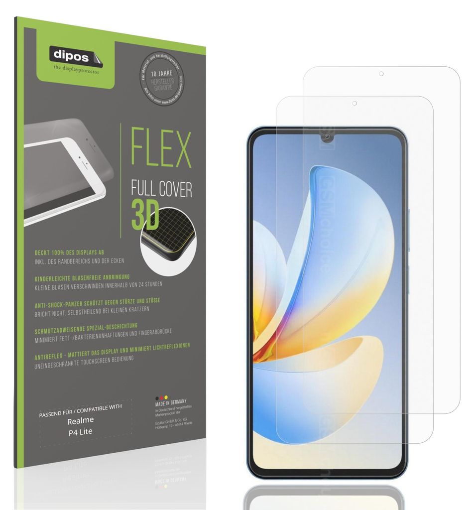 2x Full Cover Schutzfolie matt für Realme P4 Lite Panzerfolie Anti-Shock