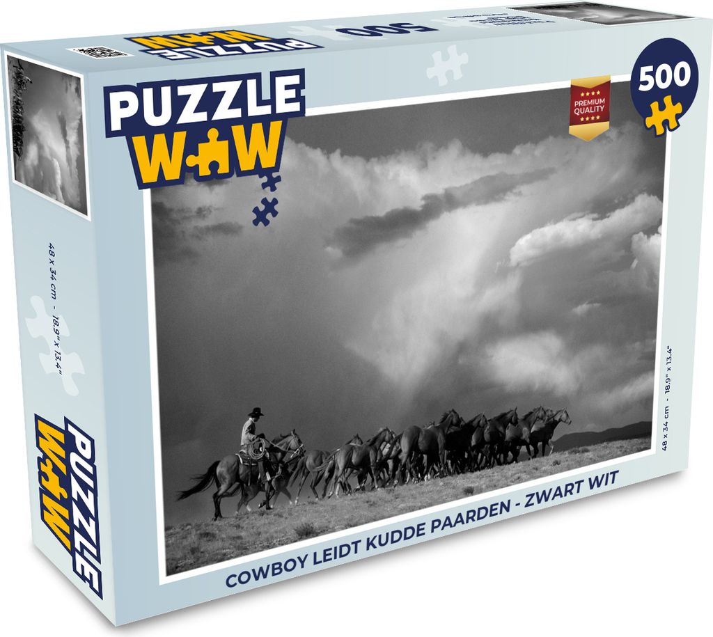 MuchoWow Puzzle 500 Teile Pferde - Cowboy - Luft - 500 Teile - Kinder - Selberbauen - Puzzlespiele