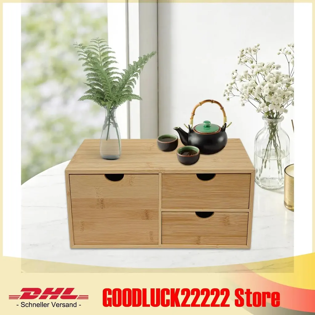 Contenitore Bambù Ufficio 3 Cassetti - Design Naturale Elegante
