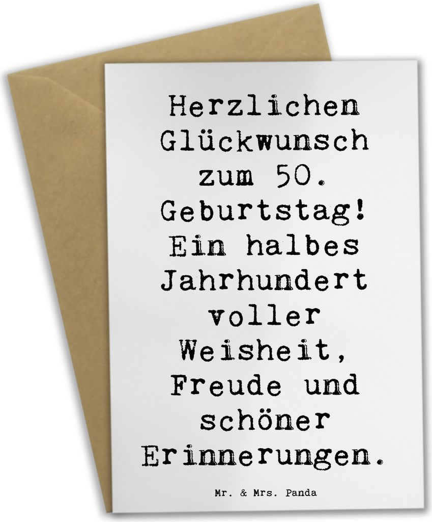 Mr. & Mrs. Panda Grußkarte Spruch 50. Geburtstag - Weiß - Geschenk, einladungskarten, Liebe, osterkarten, handgefertigt, personalisierte Geschenk...