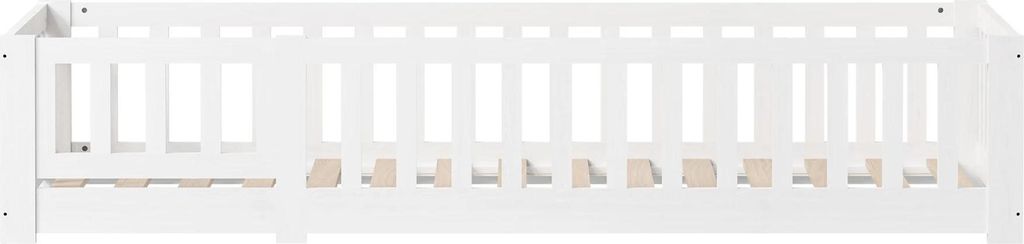 Kinder-Bodenbett - Montessori Bodenbett - 140×190 cm - Mit Rausfallschutz - Holz mit Furnier - Ohne Schubladen - Braun