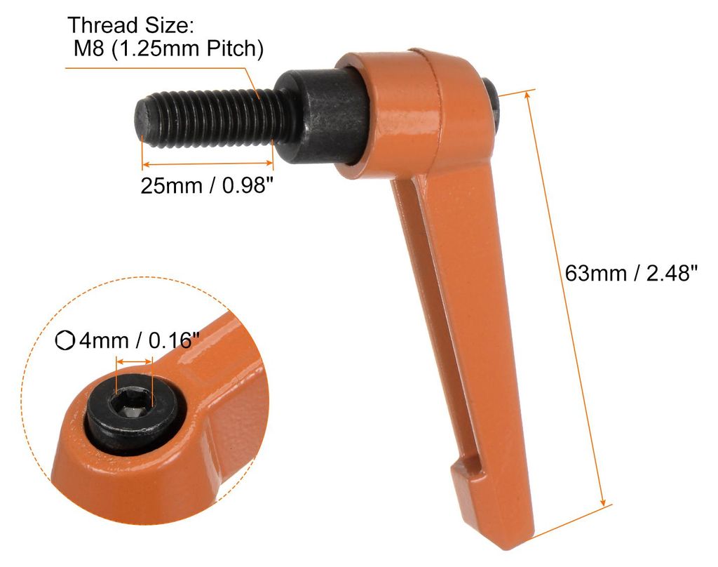 4 Stš¹ck Klemmhebel Griff M8 x 25mm Au?engewinde Schrauben Spritzbeschichter Kohlenstoffstahl Verstellbare Handgriffe Spannhebel Befestigung fš...
